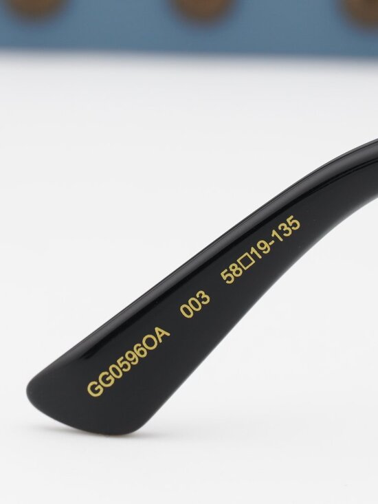 Gucci GG0596OA 003 Round Eyeglasses 58mm - Gold / Black / Red main image 4